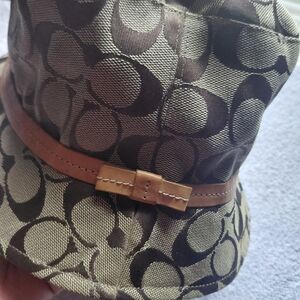 Coach Brown Monogram Hat with Orange Interior